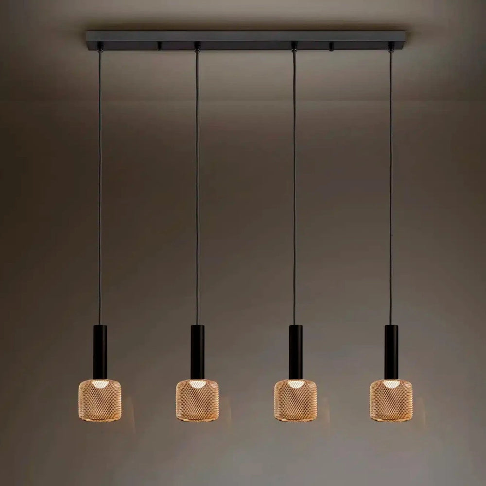 Schuller Sincro 4-Light Pendant Ceiling Lamp, Black and Gold 175395