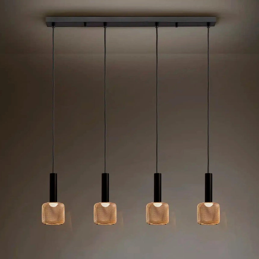 Schuller Sincro 4-Light Pendant Ceiling Lamp, Black and Gold 175395