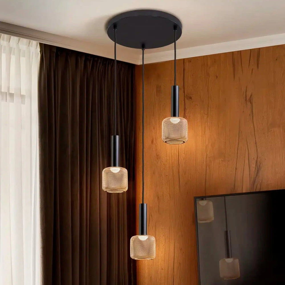 Schuller Sincro 3-Light Pendant Ceiling Light, Black and Gold 175470