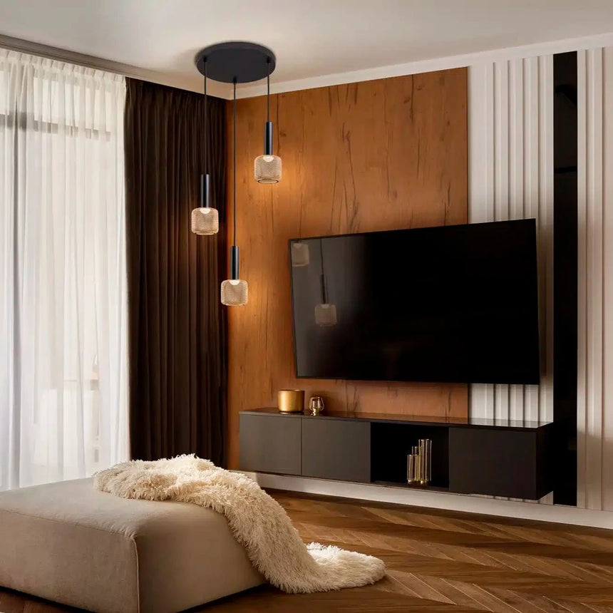 Schuller Sincro 3-Light Pendant Ceiling Light, Black and Gold 175470