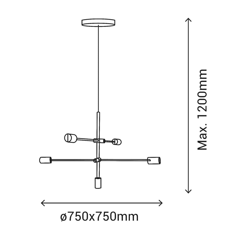 Sulion Radom Lámpara de techo de metal negro con 4 luces - RADOM 190112