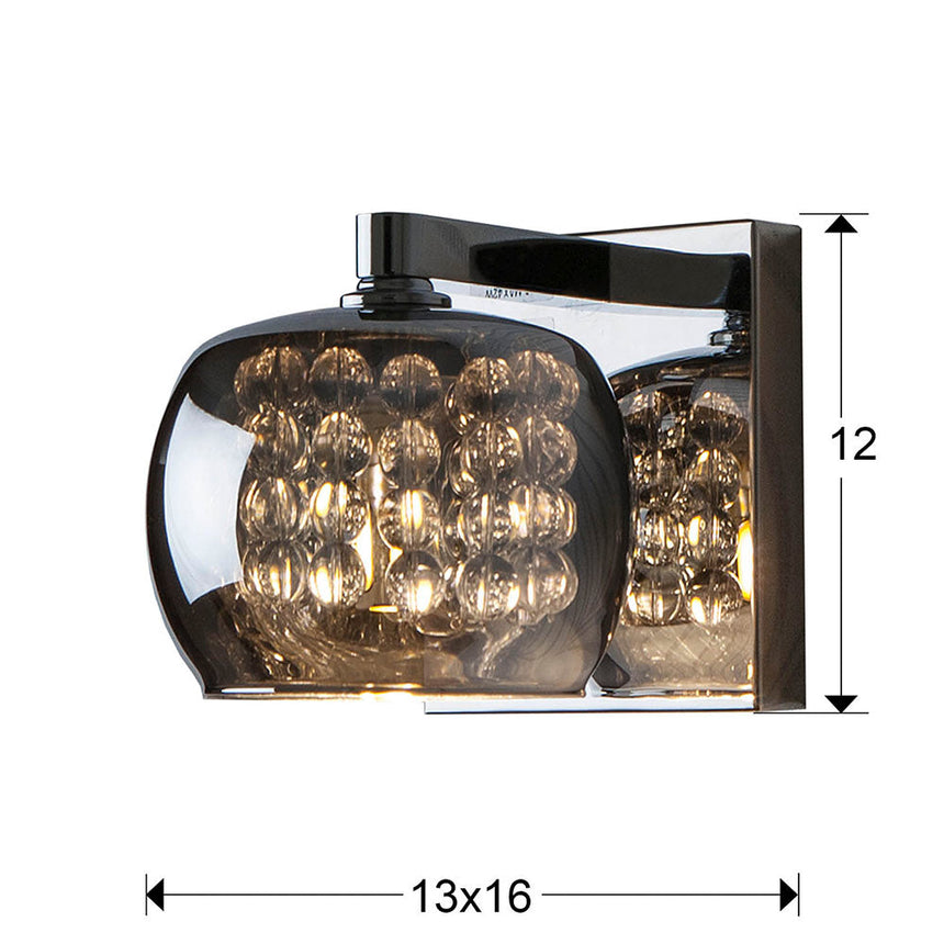 Medidas y dimensiones - Lámpara aplique de pared Schuller Arián 1 luz brillo. espejado acero 193091