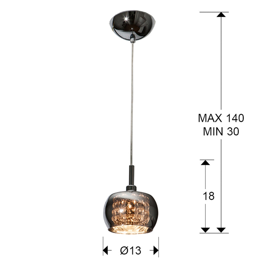Medidas y dimensiones - Lámpara de techo colgante Schuller Arián 1 luz brillo. espejado acero 193273