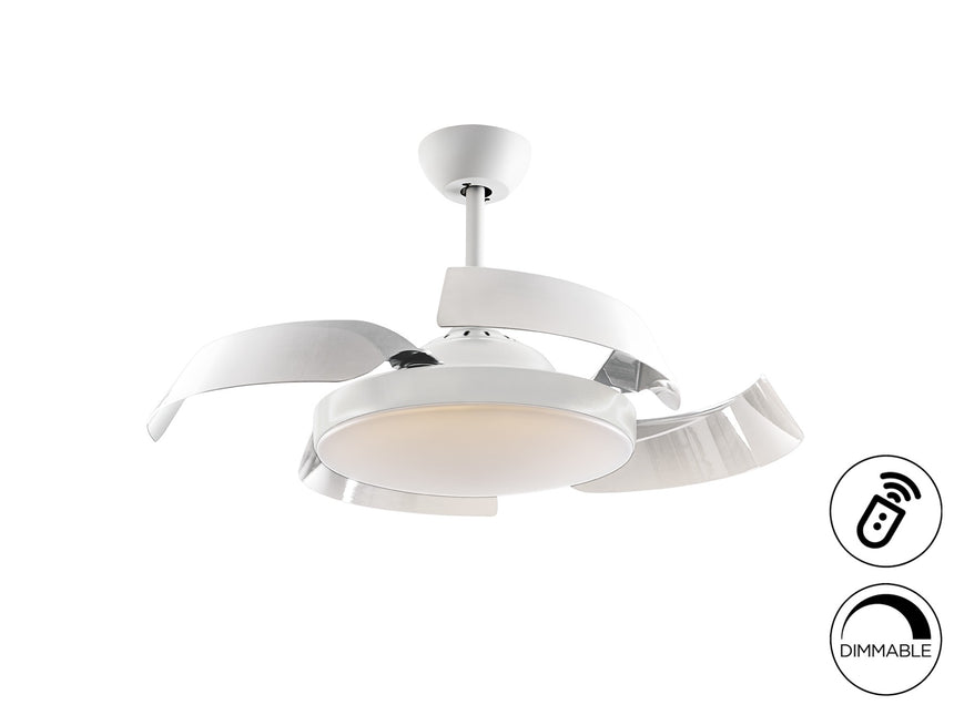 Ventilador de techo plafón retráctil Schuller Enzo LED blanco CCT regulable con mando 196529D ambiente