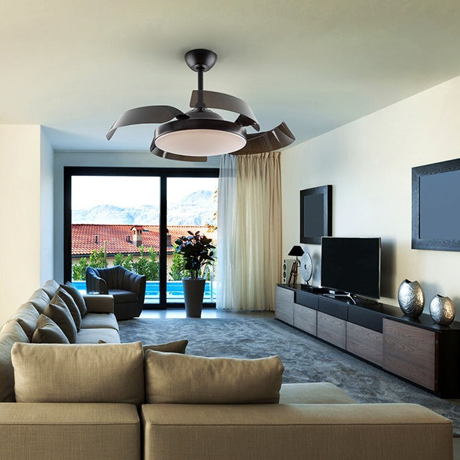 Schuller Enzo Black Fan with Dimmable Folding Blades 196536D