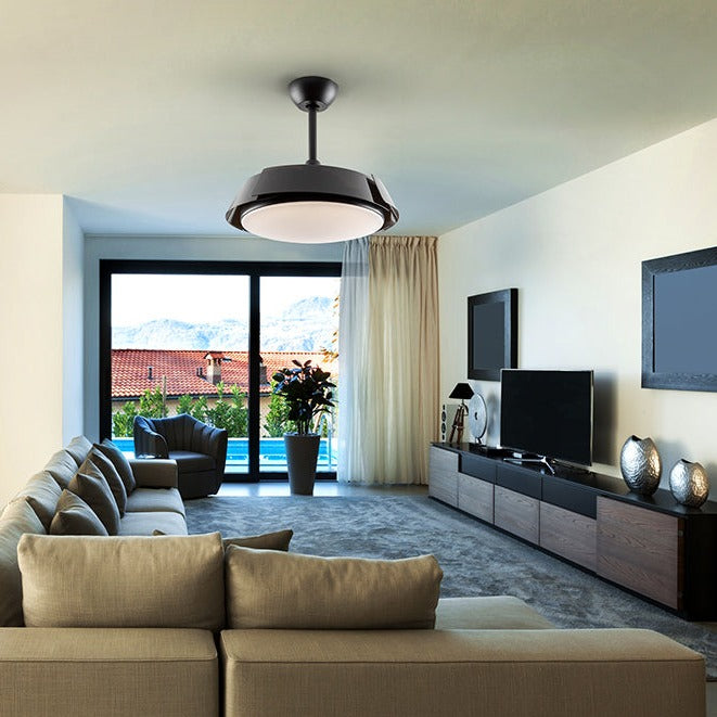 Schuller Enzo Black Fan with Dimmable Folding Blades 196536D