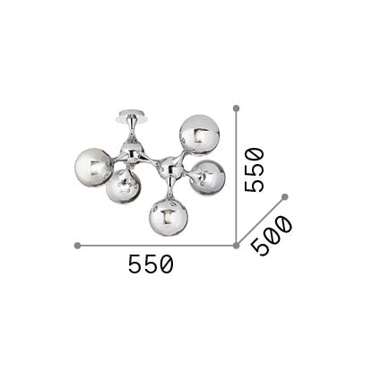 Plafón de techo Ideal Lux Nodi cristal 5 luces 55cm E14 cromo — ref. 200484 (2)
