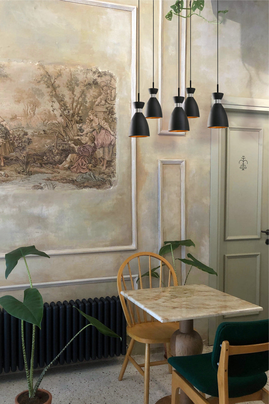 Faro RETRO 5 luces Lámpara colgante negro y cobre 20050-5L