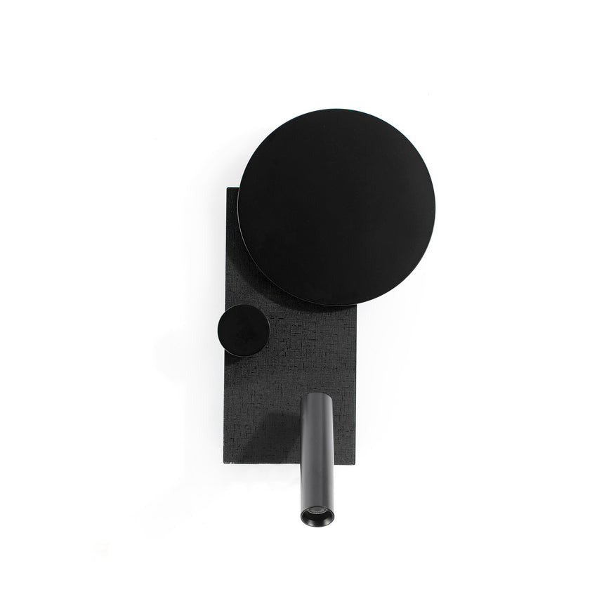 Lámpara de pared aplique Faro Klee izquierdo con lector LED negro texturizado 2700K 20059