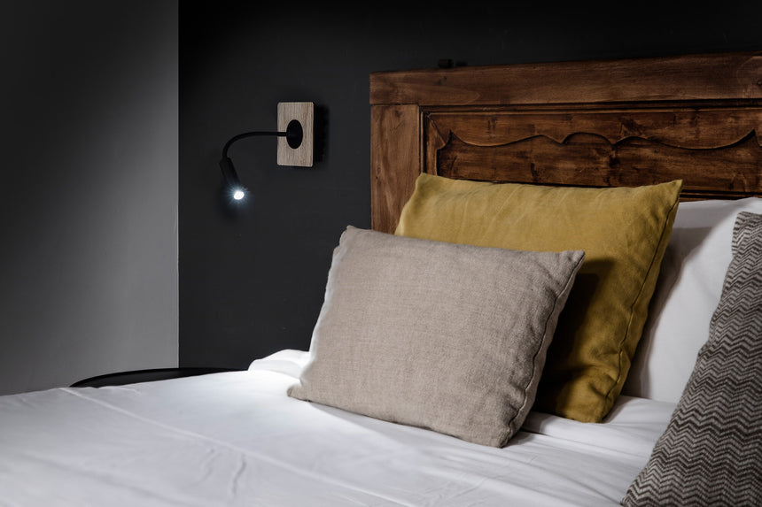 Faro MOOD SQ Lámpara lector negro y madera 20060