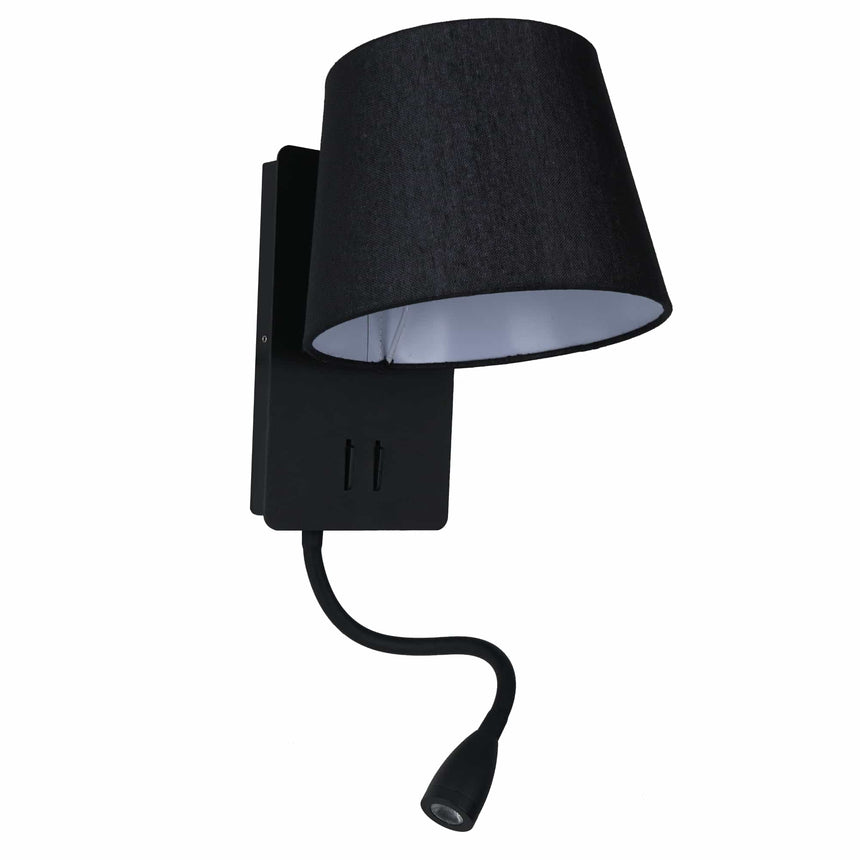 Sulion Nabia Black metal wall lamp with black lampshade - NABIA 200741