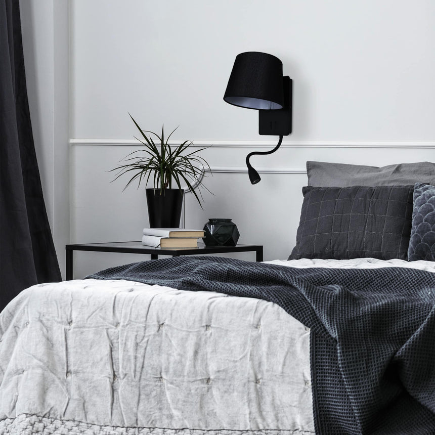 Sulion Nabia Black metal wall lamp with black lampshade - NABIA 200741