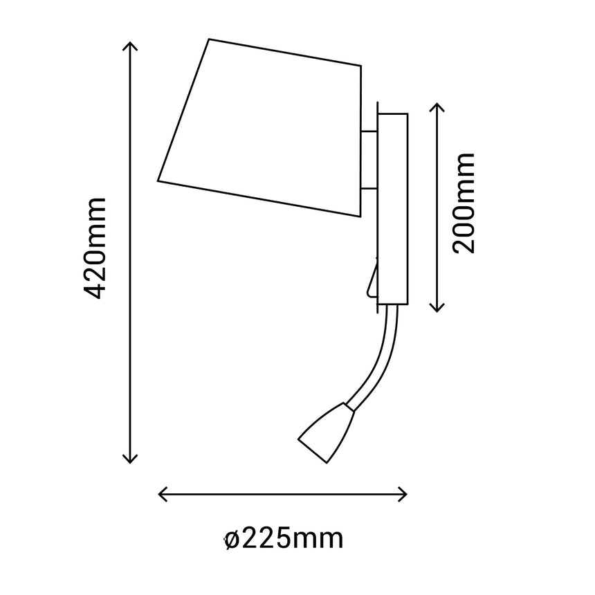 Sulion Nabia Matte white metal wall lamp with natural lampshade - NABIA 200760