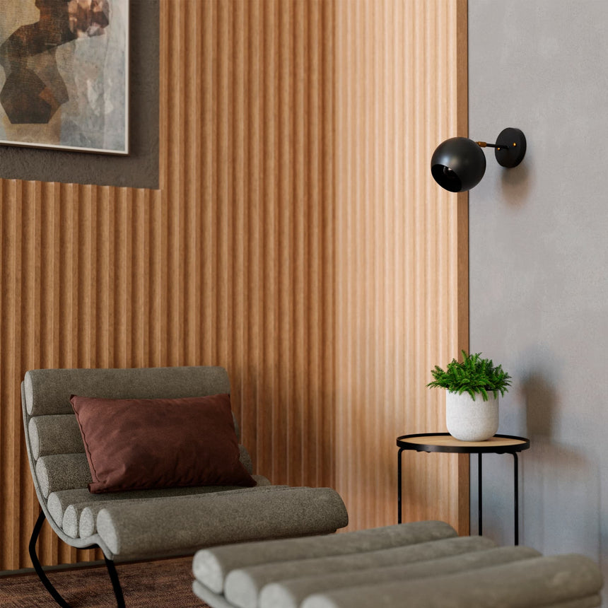 Sulion Orbit Matte black netal wall light with gold details - ORBIT 200765