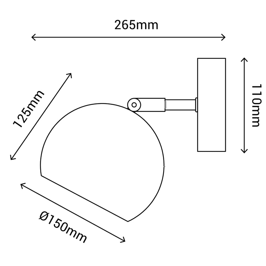 Sulion Orbit Matte black netal wall light with gold details - ORBIT 200765