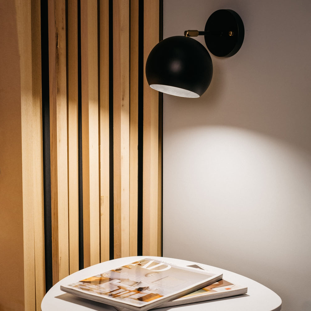 Sulion Orbit Matte black netal wall light with gold details - ORBIT 200765