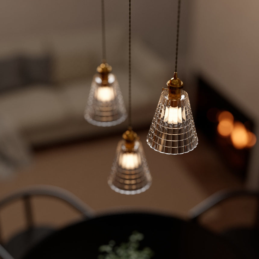 Sulion Ava Textured Glass and Gold Details Ceiling Lamp - AVA 200785