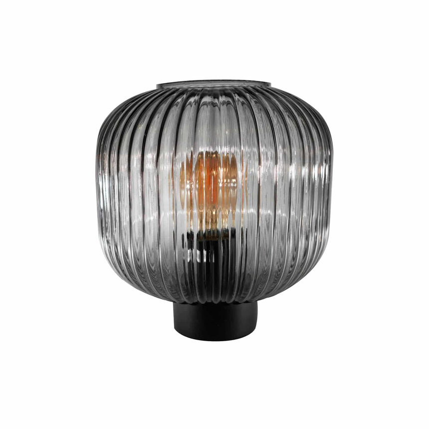 Sulion Garbo Lámpara de mesa de vidrio acanalado ahumado - GARBO 200794