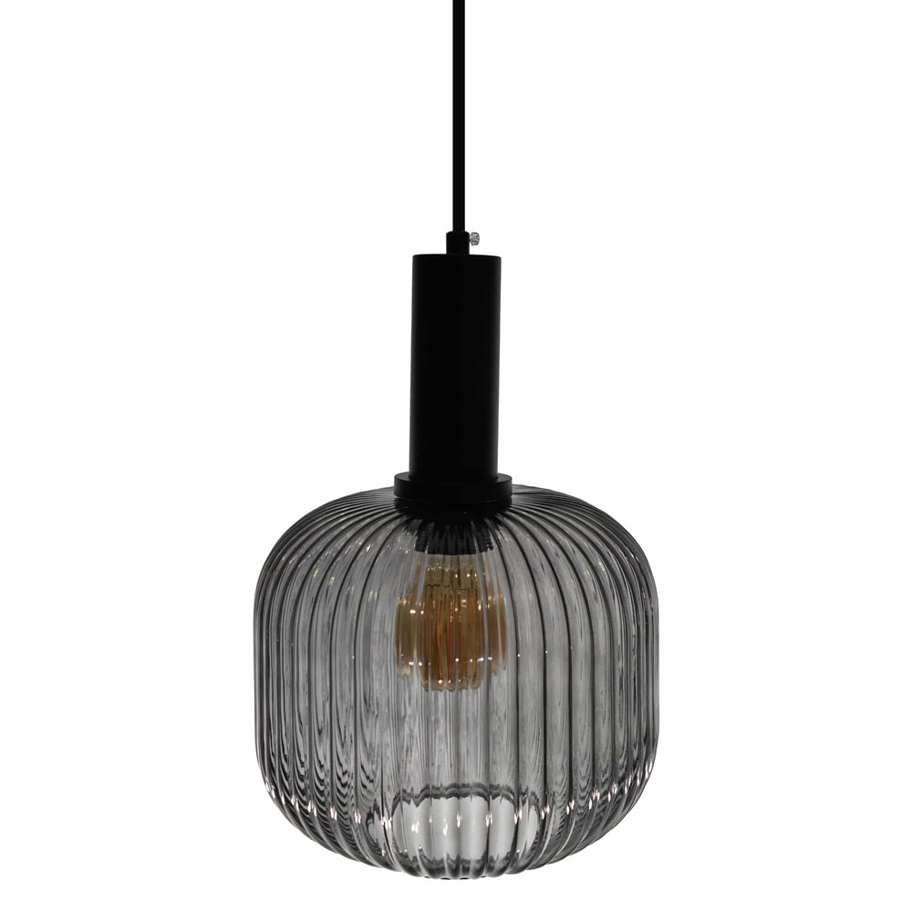 Sulion Garbo Smoked Ribbed Glass Ceiling Lamp - GARBO 200796