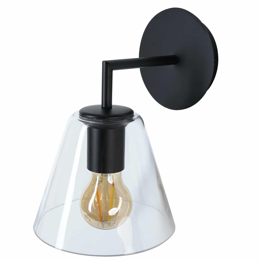 Sulion Gasby Black metal wall lamp with conical glass lampshade - GASBY 200802