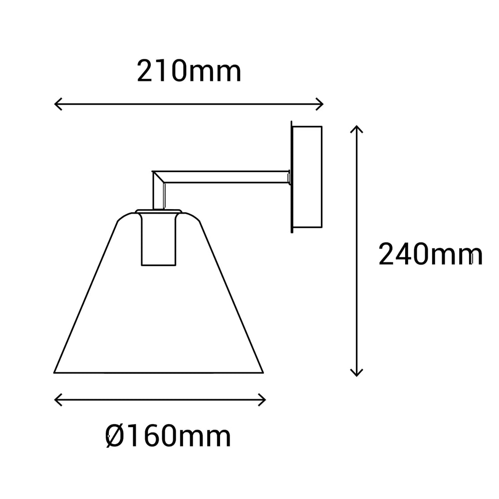 Sulion Gasby Black metal wall lamp with conical glass lampshade - GASBY 200802