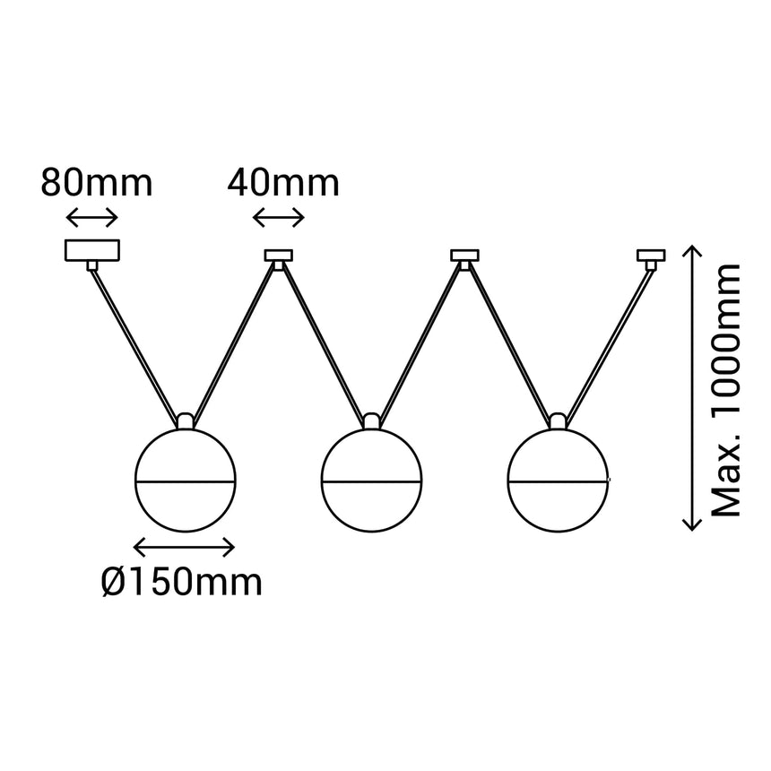 Sulion Eclipse Lámpara de techo de 3 bolas de yeso negro y vidrio ECLIPSE 200885