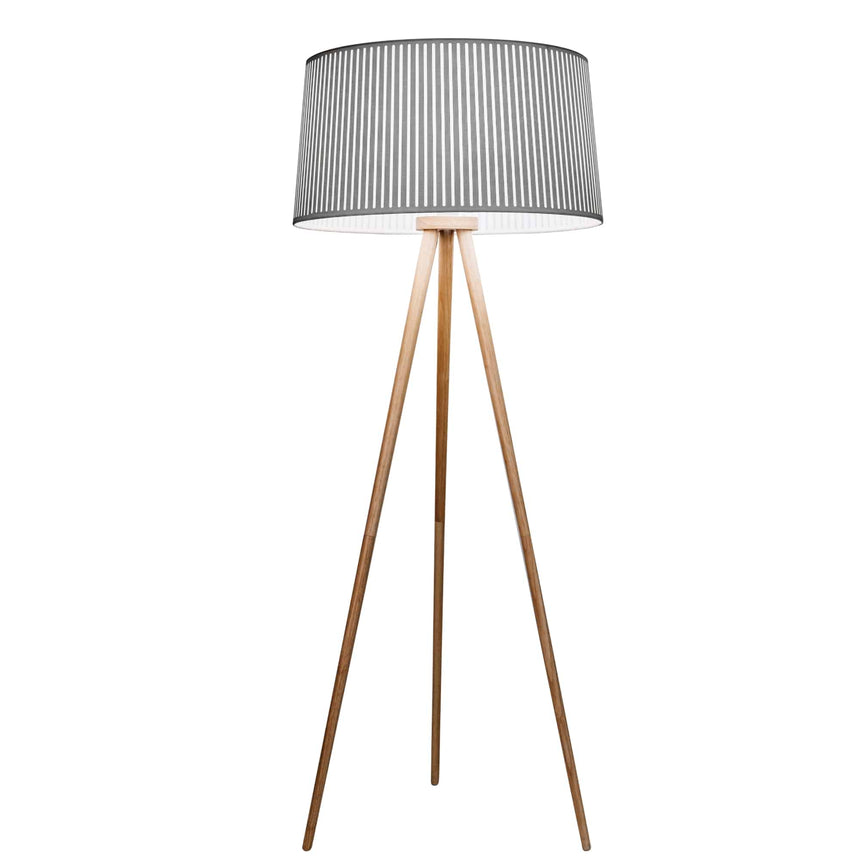 Sulion Bea Wooden floor lamp with gray fabric shade - BEA 200887