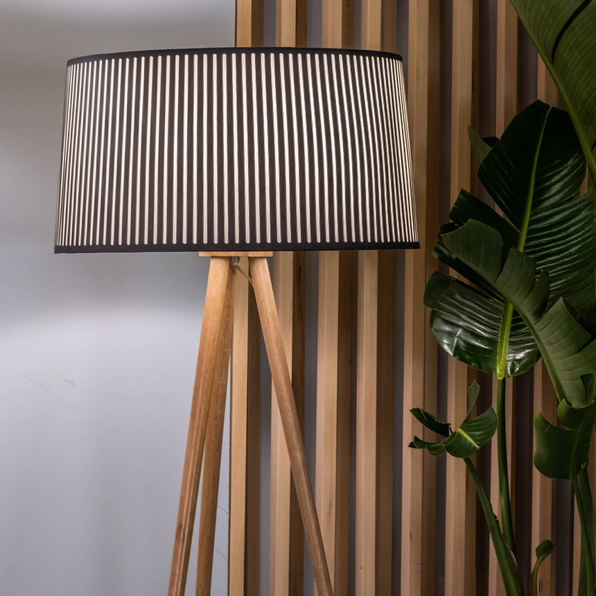 Sulion Bea Wooden floor lamp with gray fabric shade - BEA 200887