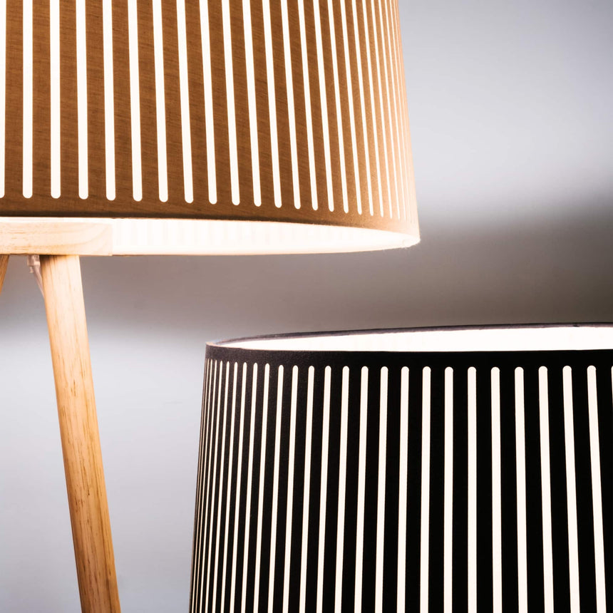 Sulion Bea Wooden floor lamp with gray fabric shade - BEA 200887