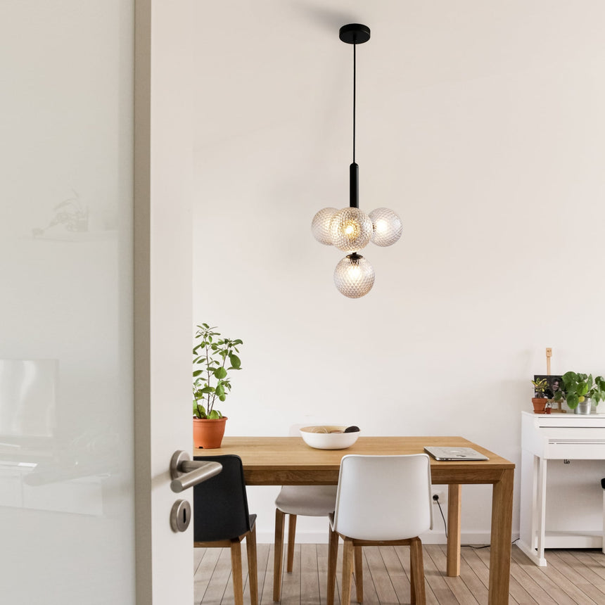 Sulion Musa Lámpara de techo de 4 bolas de vidrio y portalámpras negro - MUSA 200952