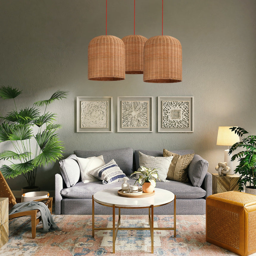 Sulion Babel Rattan Ceiling Lamp with Red Cable - BABEL 201214