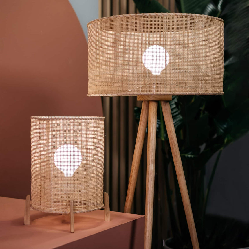 Sulion Wala Wooden Floor Lamp with Rattan Shade 201218