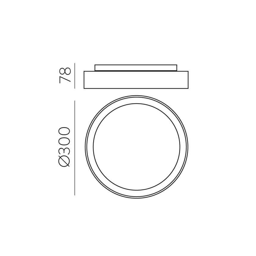 ACB Tilo Ceiling Light 2013/30 Grey, LED 15W 3000K 1750lm, CRI90 I IP65, Integrated LED P2013101GR