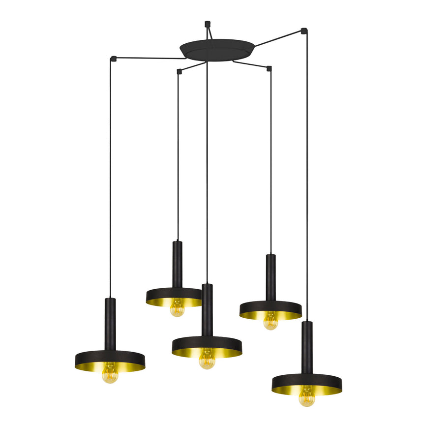 Faro WHIZZ 5-Light Black/Gold Pendant Light 20160-5L
