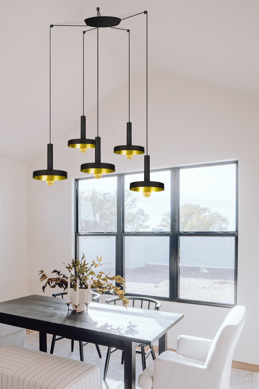Faro WHIZZ 5-Light Gold/Black Pendant Light 20161-5L