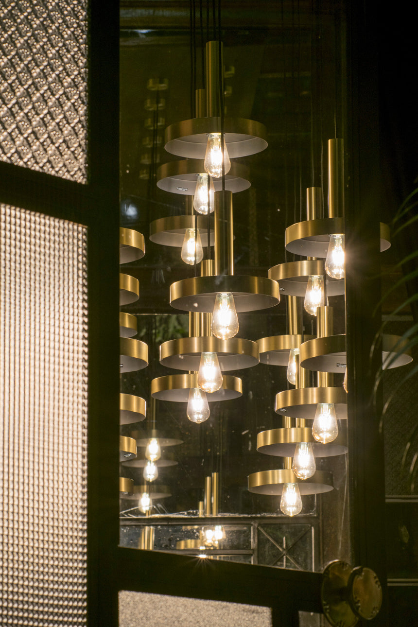 Faro WHIZZ 7 luces Lámpara colgante oro/negra 20161-7L