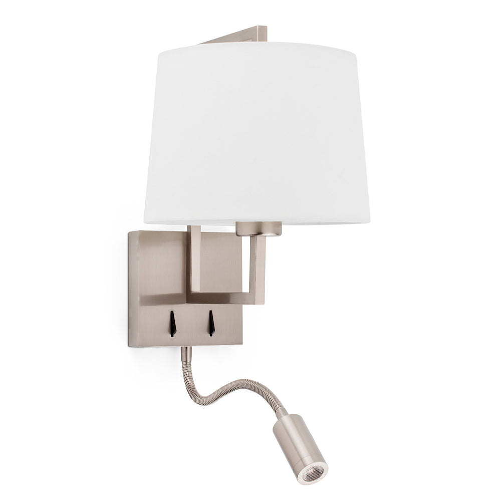 Faro FRAME Matt nickel/white wall lamp with LED reader 20172-01