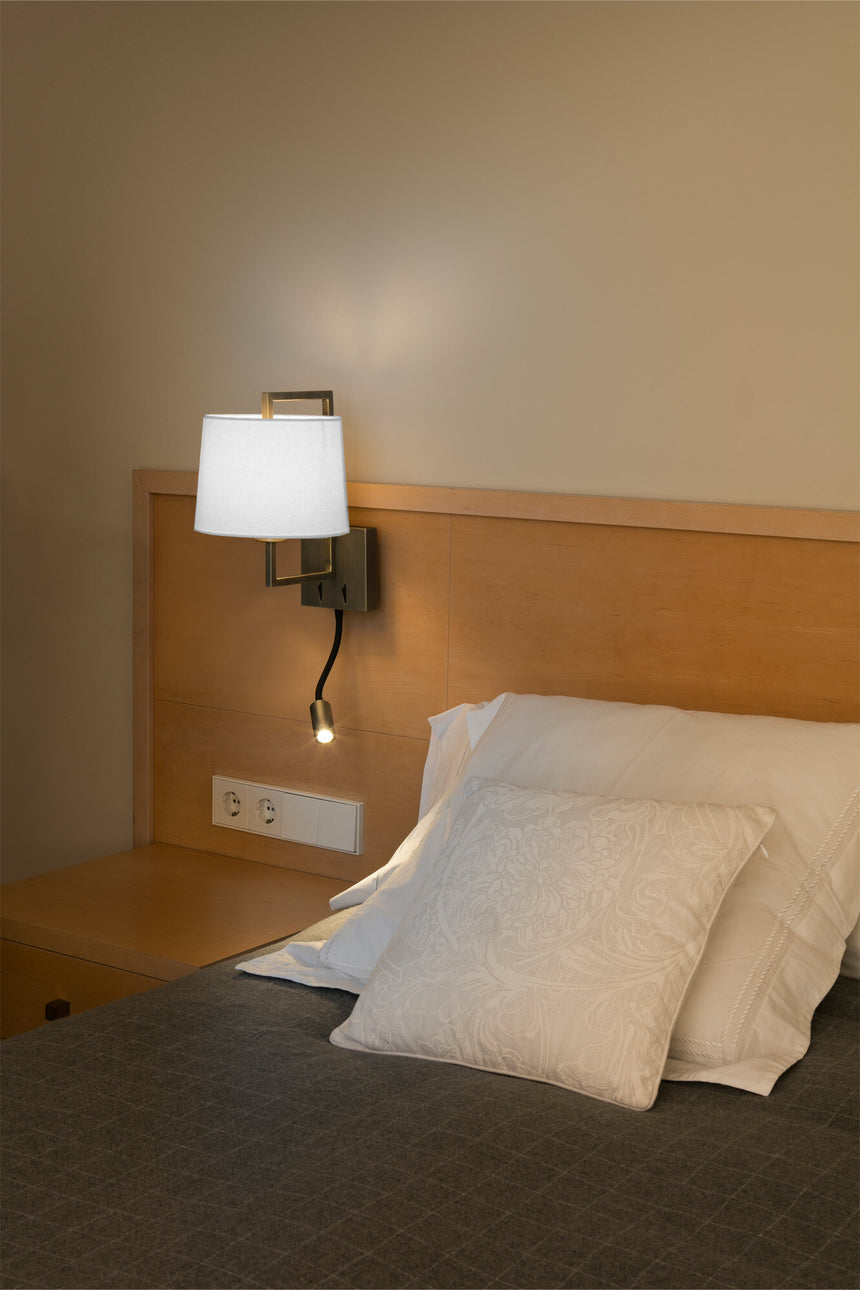 Faro FRAME Matte old gold/white wall lamp with LED reader 20173-01