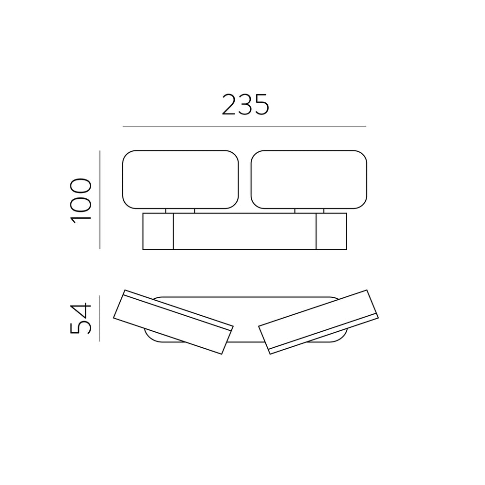 ACB Kansas Wall Lamp 16/2025-23 Textured Black, LED 2x5.5W 3000K 800lm, CRI90 IP54, integrated LED A202520N