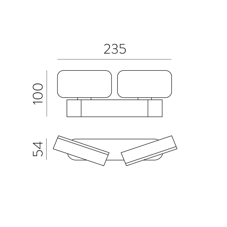 ACB Kansas Wall Lamp 16/2025-23 Textured Black, LED 2x5.5W 3000K 800lm, CRI90 IP54, integrated LED A202520N