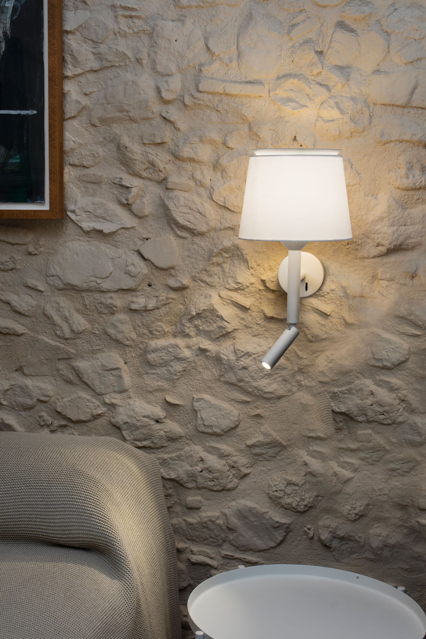 Faro SAVOY Lámpara aplique con lector blanca/blanca 20302-92