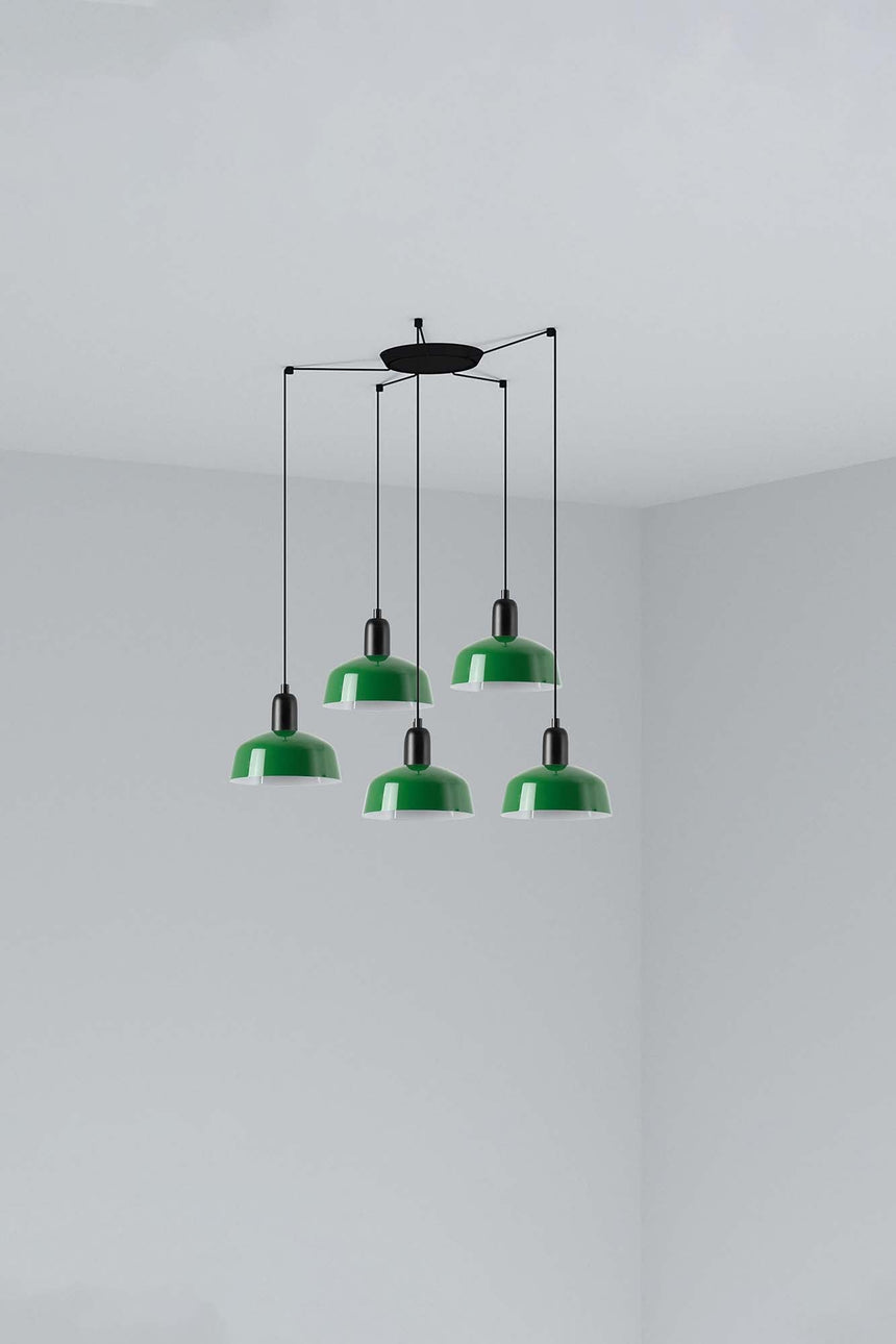Lámpara de techo colgante Faro Tatawin S metal 5 luces E27 verde — ref. 20340-144-5L (1)