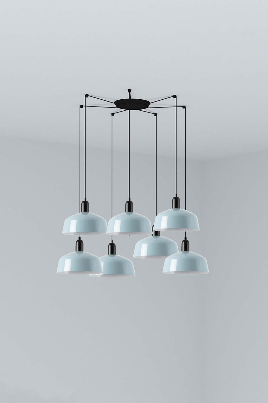 Lámpara de techo colgante Faro Tatawin 7 luces E27 LED azul grisaceo 20340-147-7L