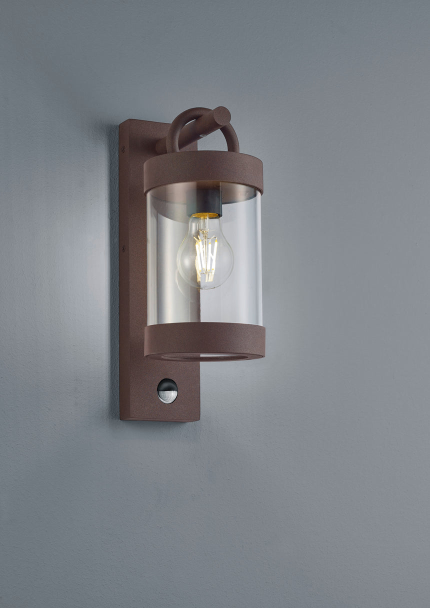 Aplique de exterior Trio Sambesi óxido con sensor movimiento IP44 33cm 204169124