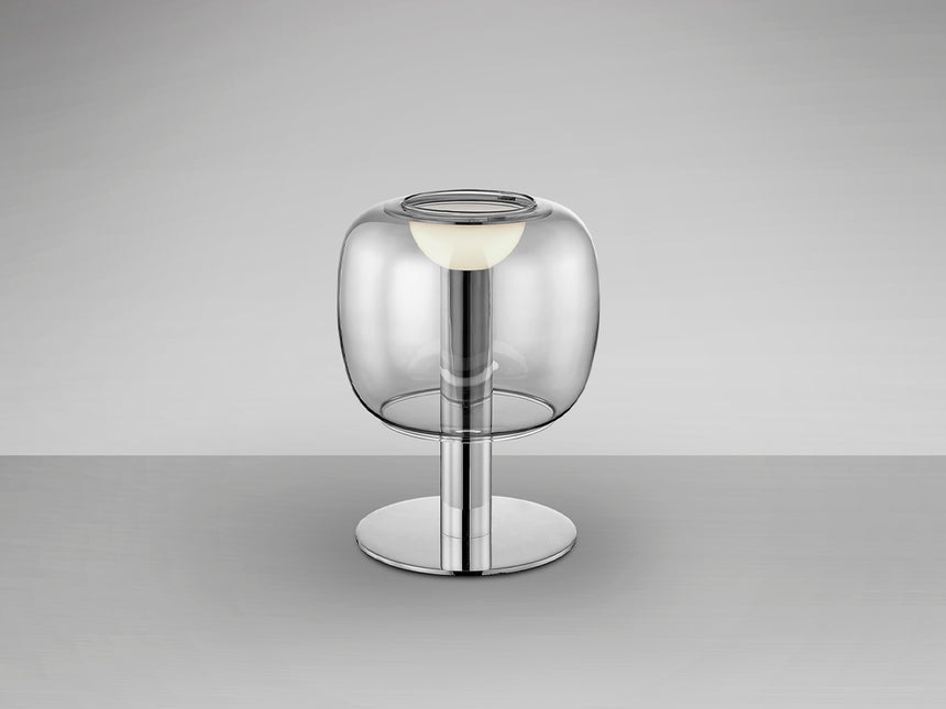 Lámpara de sobremesa Schuller Icon LED cromo y smoke cristal soplado 3000K 20cm 209212 - vista alternativa