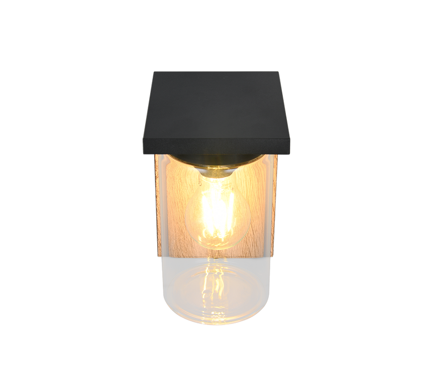 Trio ARDILA Aplique de exterior madera y negro con sensor oscuridad 211660135