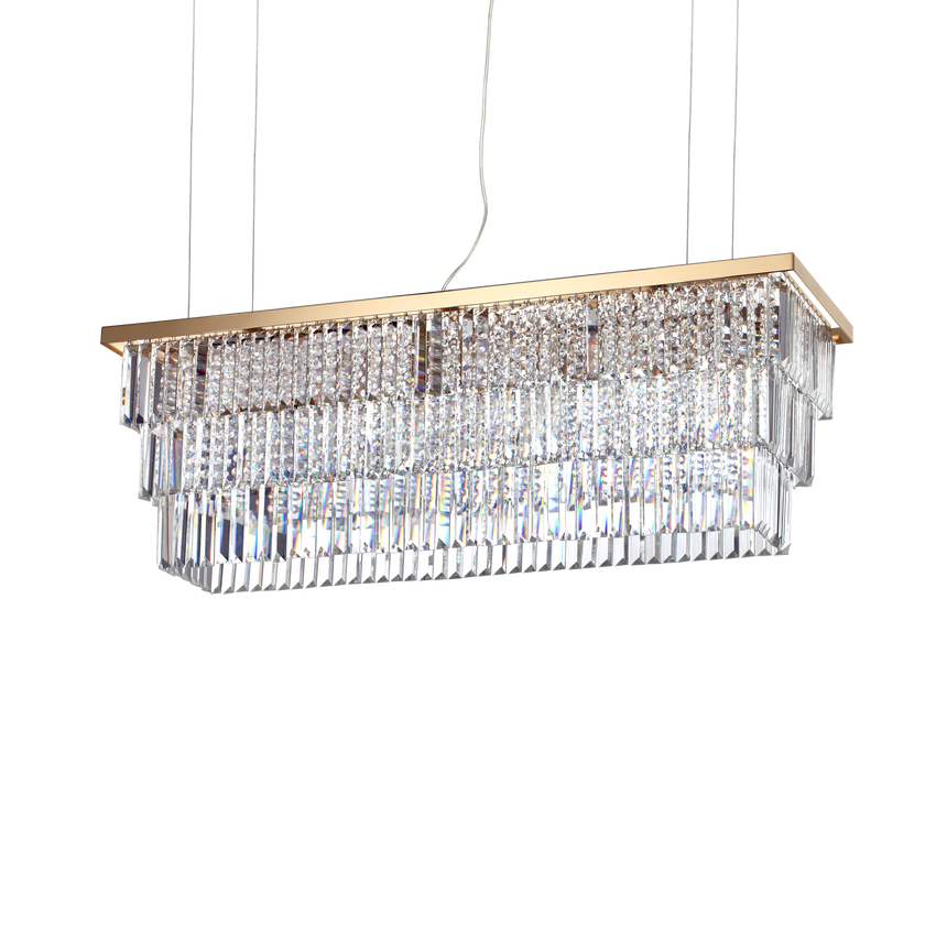 Lámpara colgante Ideal Lux Martinez dorado cristal y cerámica 8 luces 320W Ø0,1cm 213583