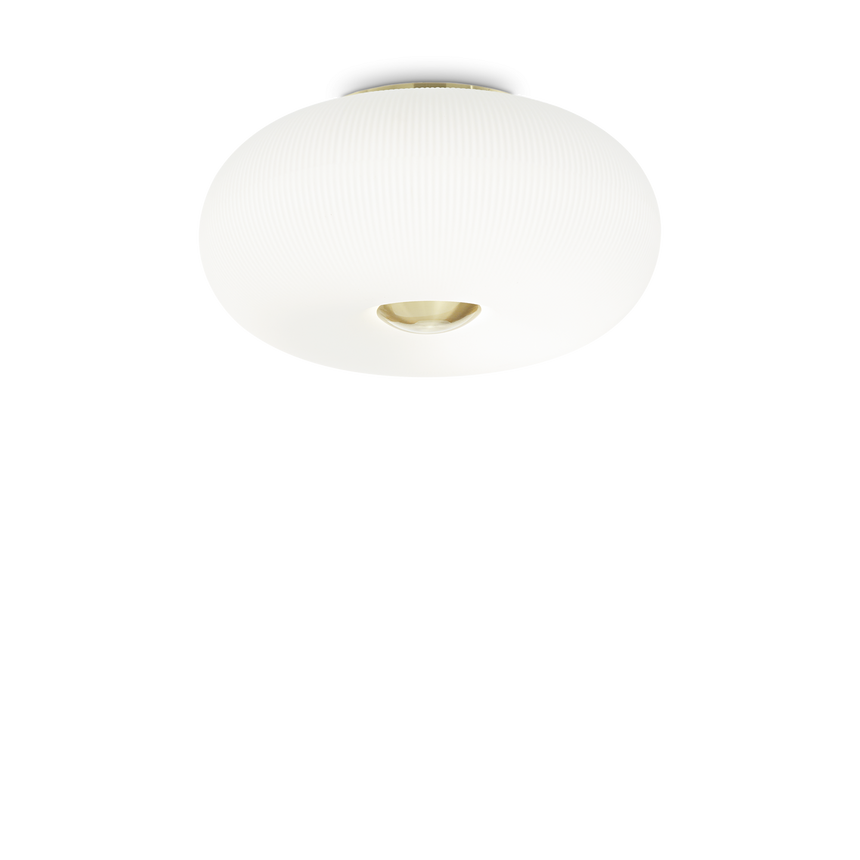 Plafón de techo Ideal Lux Arizona blanco cristal 5 luces 45W Ø50cm 214511