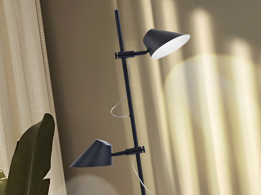 Lámpara de pie de salón Schuller Esino LED 2 luces negro CCT orientable con mando 184cm vista 2