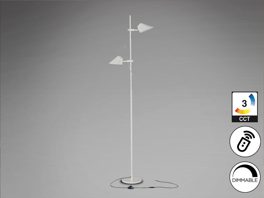 Lámpara de pie de salón Schuller Esino LED 2 luces blanco CCT orientable con mando 184cm vista 3